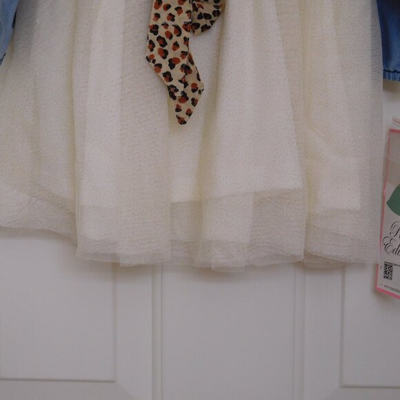 NWT Rare Editions Long Sleeve Jean Top Tulle Skirt Dress sz 24 Months - Picture 3 of 3